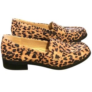 LifeStride Sonoma 2 Leopard Print Loafers Womens 10M Tan Black Animal Print EUC